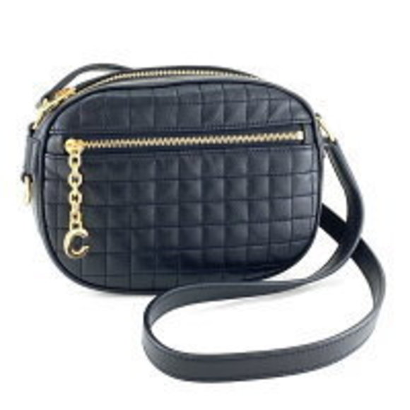 Celine Charm Cross Shoulder Bag Black Leather - Picture 1 of 3